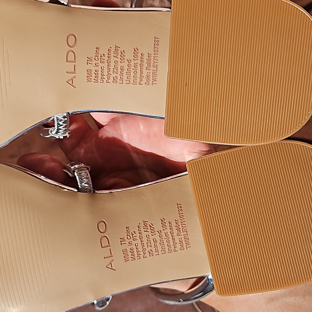 Aldo Spinna Silver Spiral Up Strappy Patent Leather Sandals Size 7 - Picture 14 of 15
